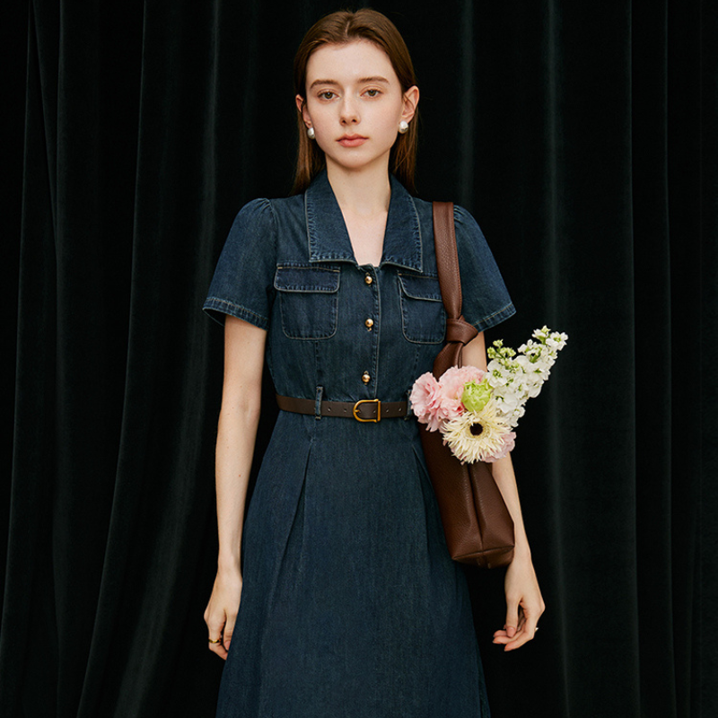 Short Sleeve Denim Dress