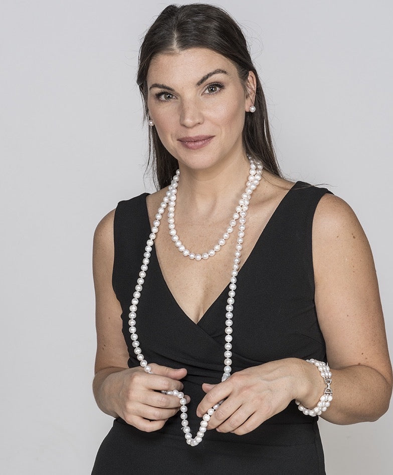 Collana di perle perfette extra lunga