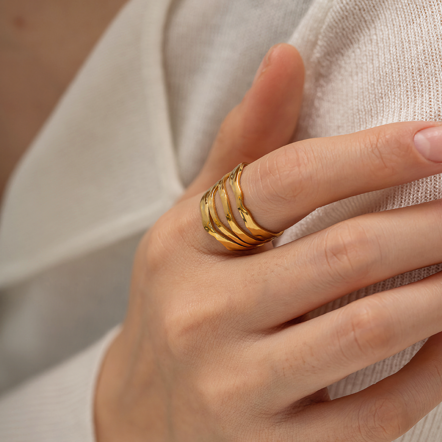 Adjustable Open-Ended Gold Ring | High-Quality Stainless Steel with 18k Gold Plating 1