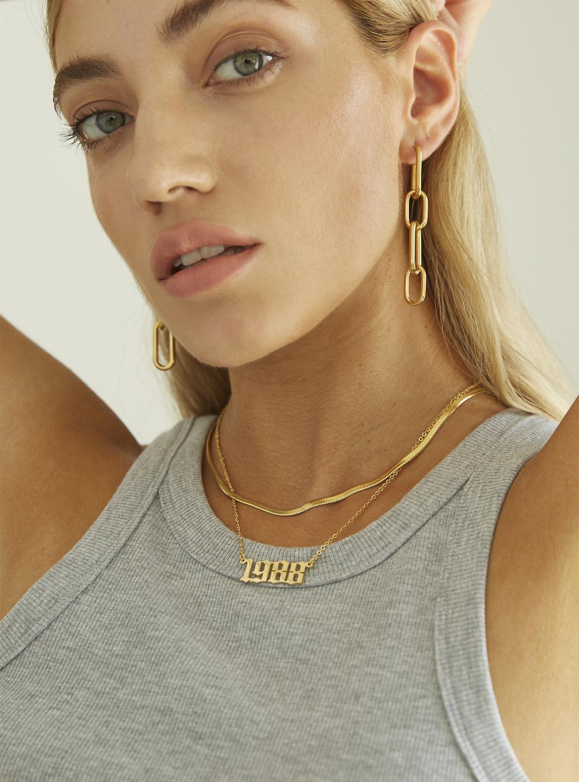 Birth Year Necklace | Dainty Gold Layering Design with Adjustable Length 2