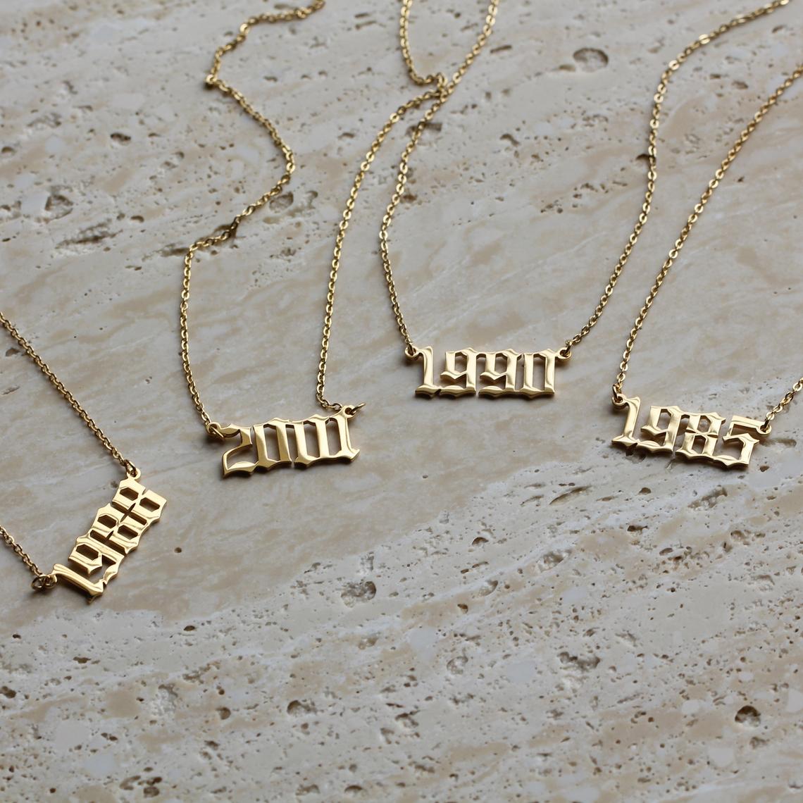 Birth Year Necklace | Dainty Gold Layering Design with Adjustable Length 3
