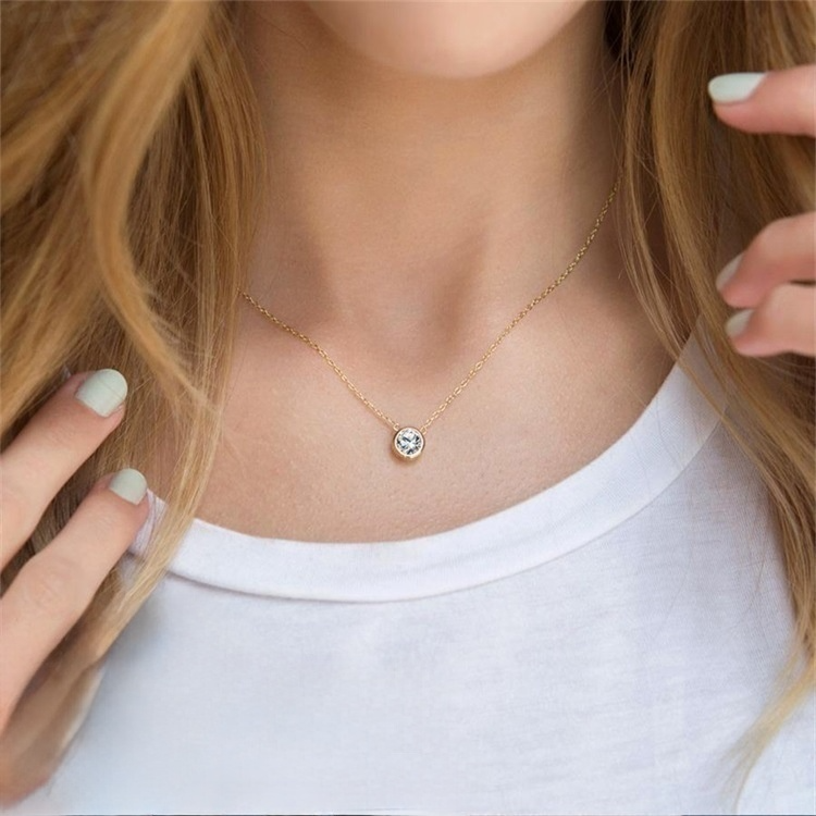 Birthstone Necklace | Gold Pendant with Sparkling Gemstone 2