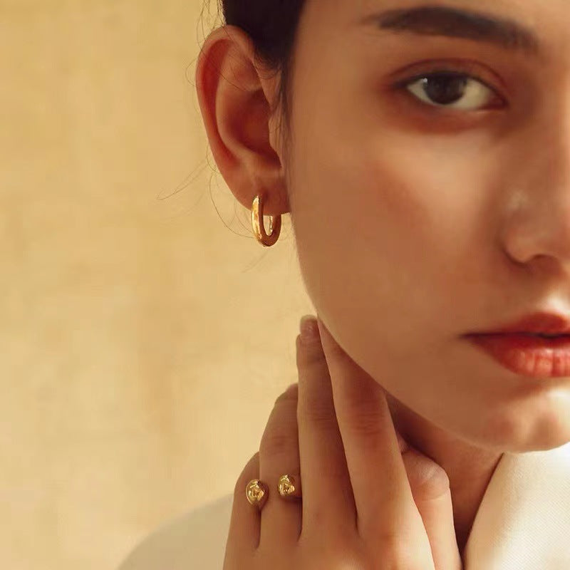 Bold Round Hoops | Ethically Sourced 18k Gold-Plated Stainless Steel 2