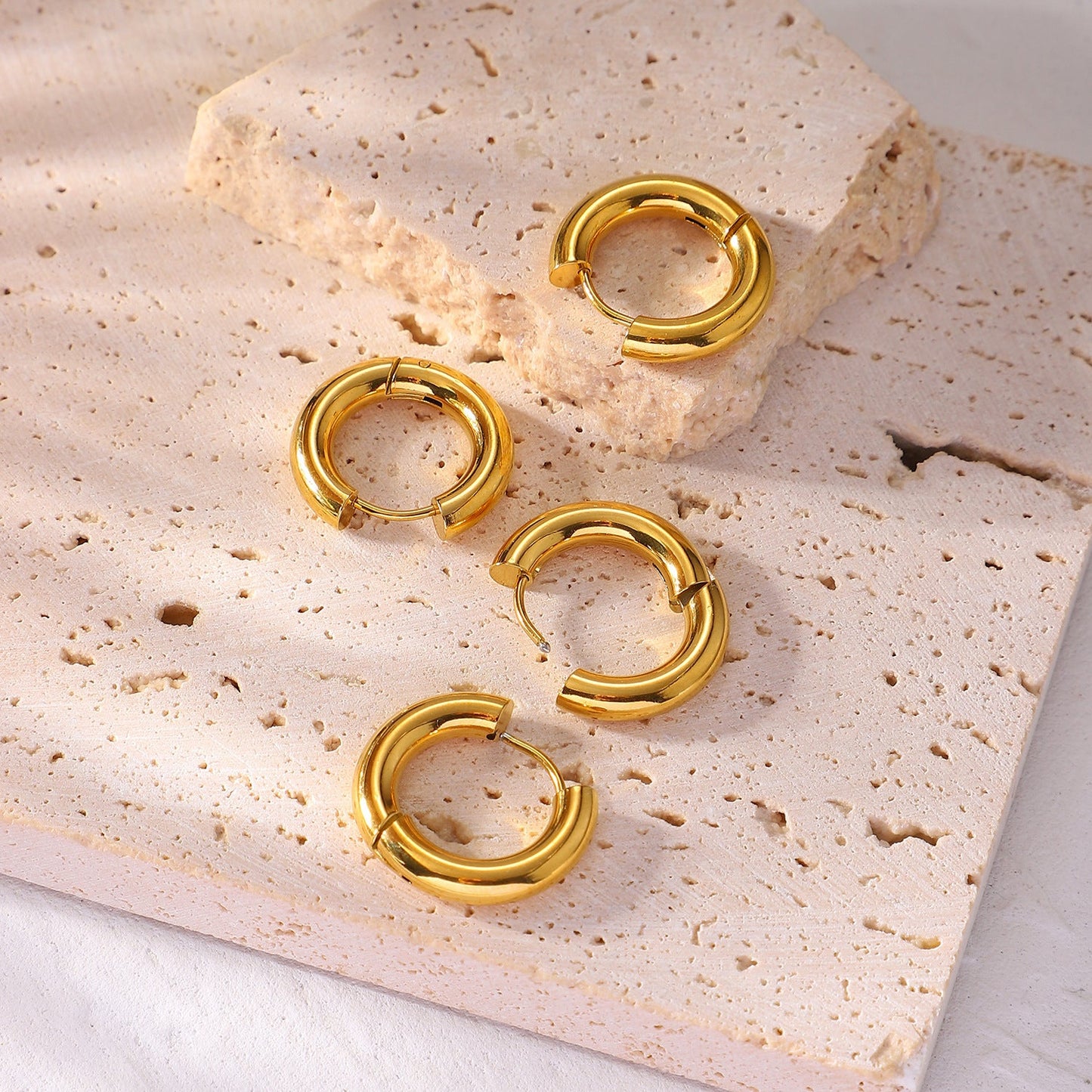 Bold Round Hoops | Ethically Sourced 18k Gold-Plated Stainless Steel 4