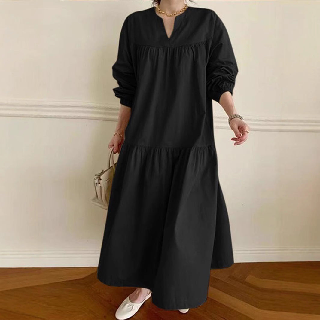 Breezy Summer Dress | Women's Oversized Maxi Dress with Puff Sleeves & V-Neck 1