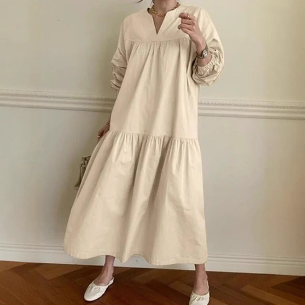 Breezy Summer Dress | Women's Oversized Maxi Dress with Puff Sleeves & V-Neck 2