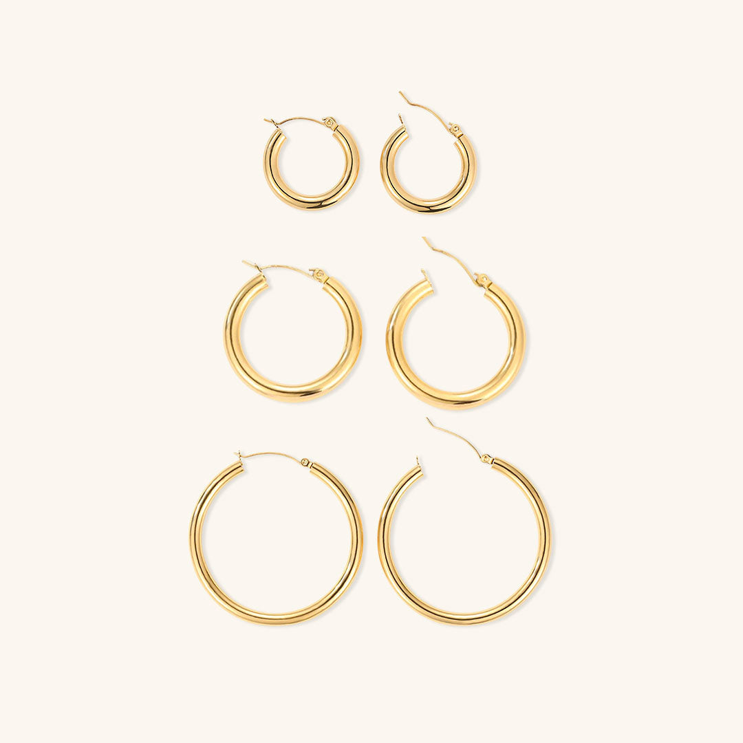 Broad Round Hoops | Ethically Sourced 18k Gold-Plated Stainless Steel 0
