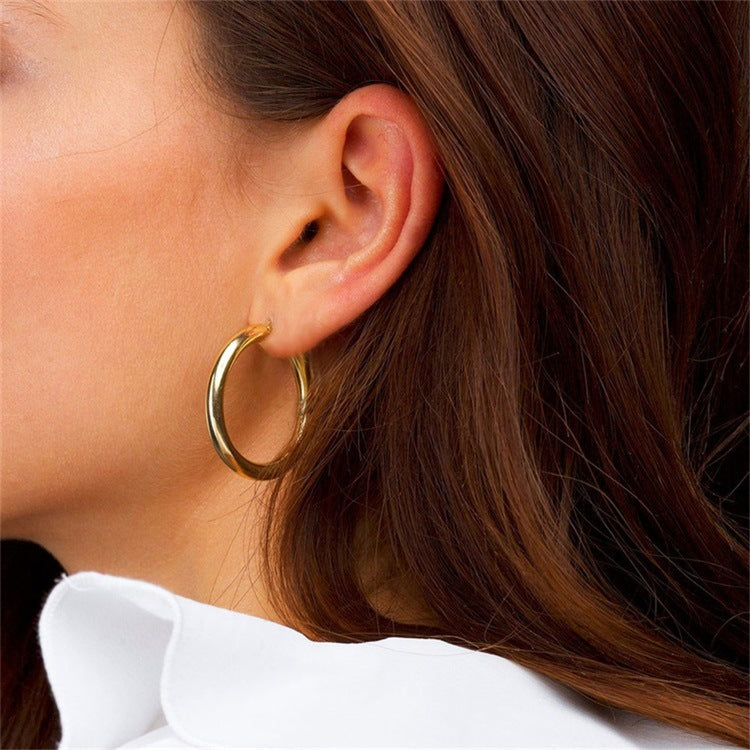 Broad Round Hoops | Ethically Sourced 18k Gold-Plated Stainless Steel 2