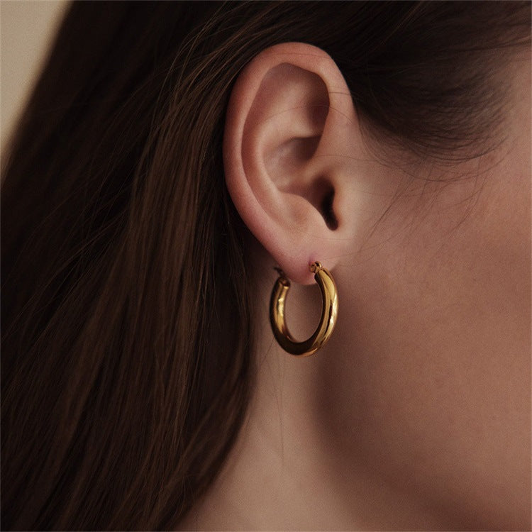 Broad Round Hoops | Ethically Sourced 18k Gold-Plated Stainless Steel 3