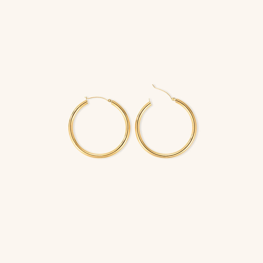 Broad Round Hoops | Ethically Sourced 18k Gold-Plated Stainless Steel 6