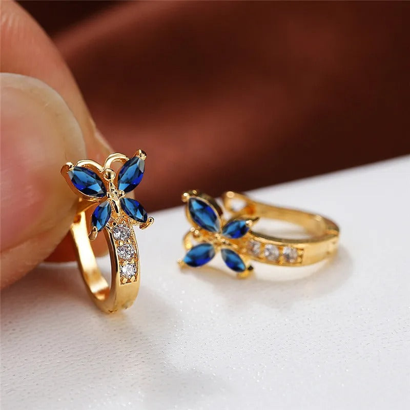 Butterfly Charm Hoops | 14k Gold-Plated with Dazzling Stones 1