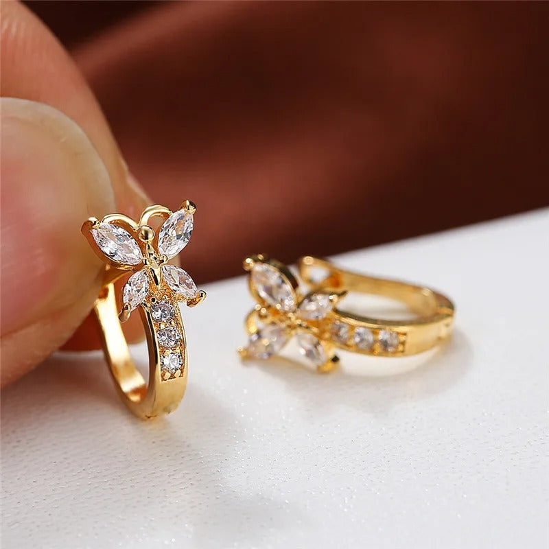 Butterfly Charm Hoops | 14k Gold-Plated with Dazzling Stones 3