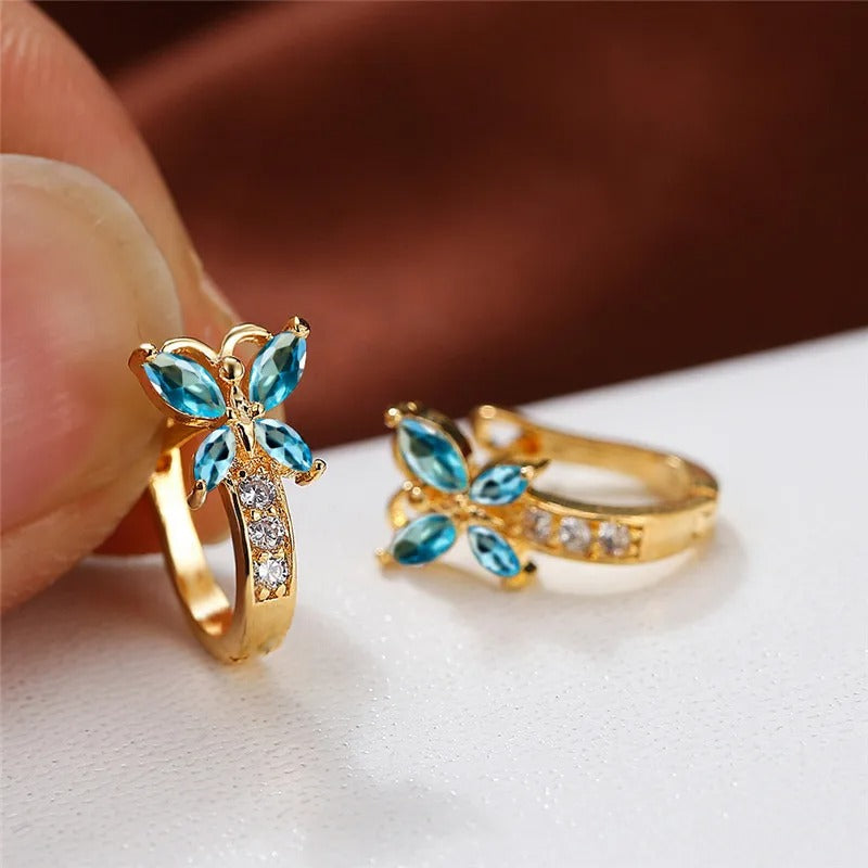 Butterfly Charm Hoops | 14k Gold-Plated with Dazzling Stones 4