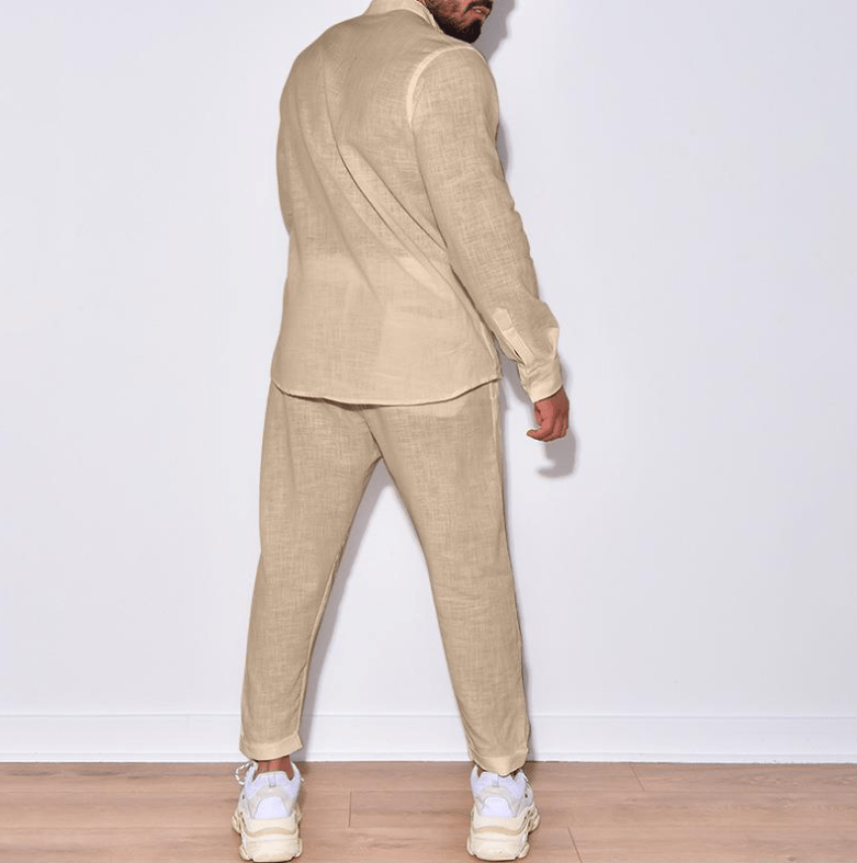 Casual Men's Shirt and Pants Set | Lightweight Breathable Fabric for Relaxed Fit 1