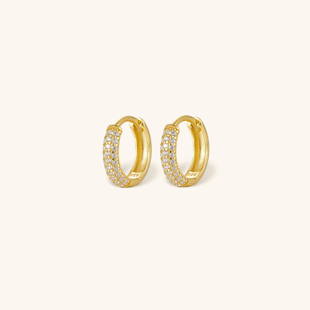 Chunky Huggie Earrings | Gold-Plated 925 Sterling Silver with Diamond Simulants 6