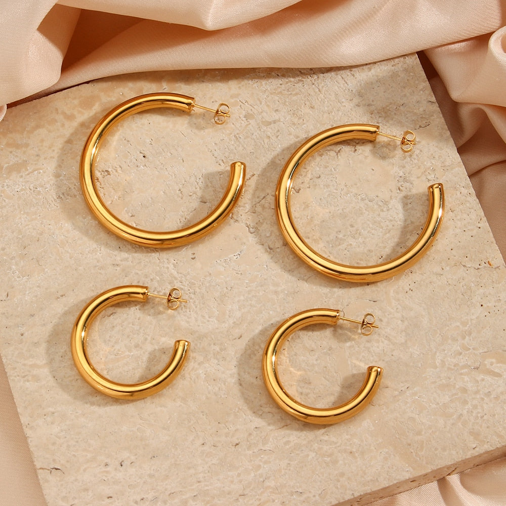 Classic Hoop Earrings | Tarnish-Free Stainless Steel with Secure Closure 1