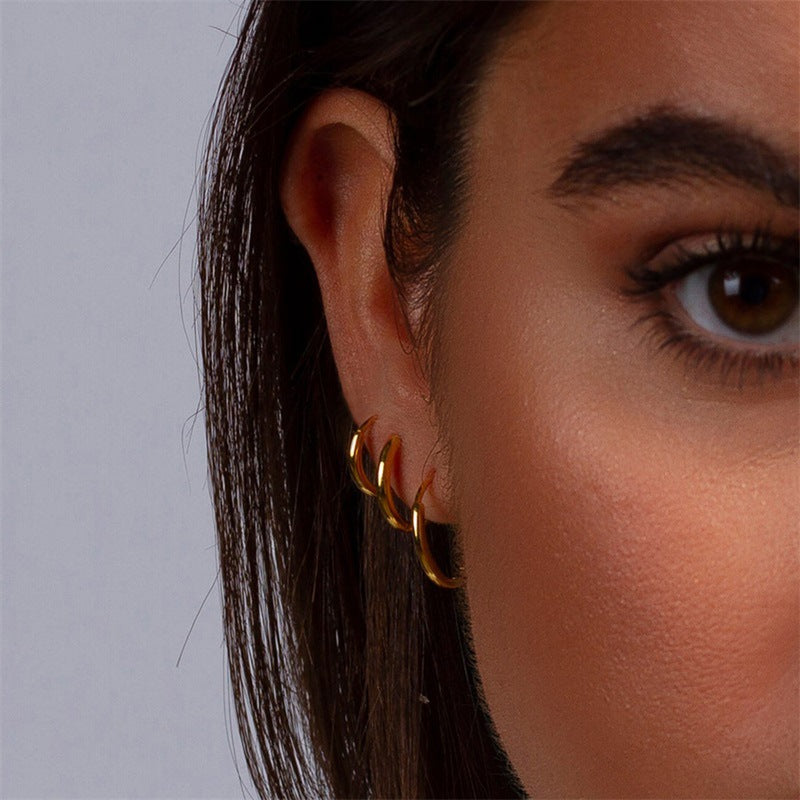 Classic Round Hoops | Ethically Sourced Stainless Steel-Plated 14k Gold 3