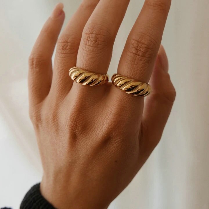 Dainty Crescent Ring | 18K Stainless Steel, Hypoallergenic and Tarnish Resistant 1