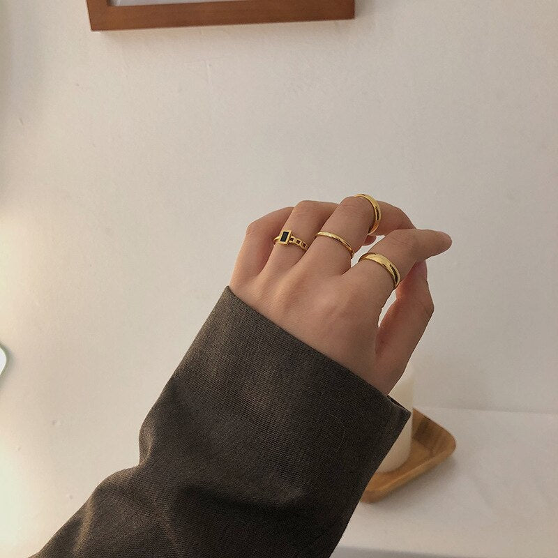 Dainty Onyx Ring | Hypoallergenic 18K Stainless Steel, Tarnish Resistant 1