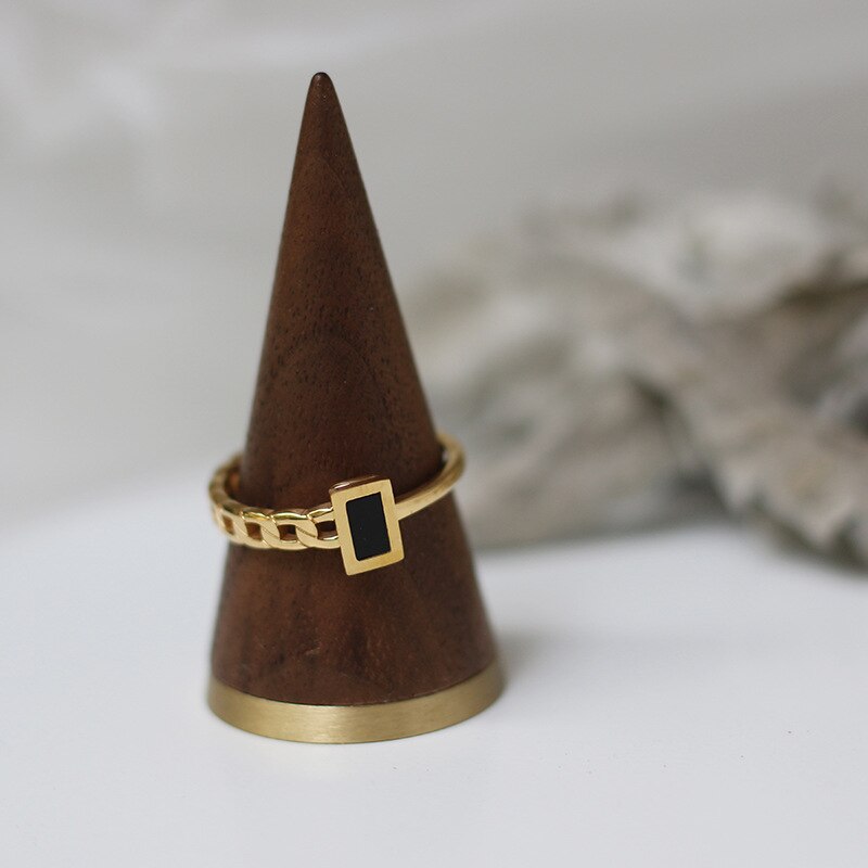 Dainty Onyx Ring | Hypoallergenic 18K Stainless Steel, Tarnish Resistant 4