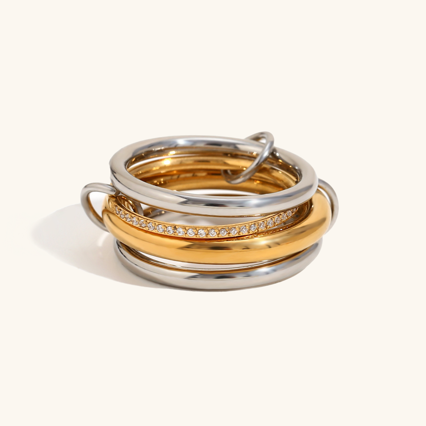 Diamond Ring Stack | Modern Stainless Steel with Hypoallergenic Design 0