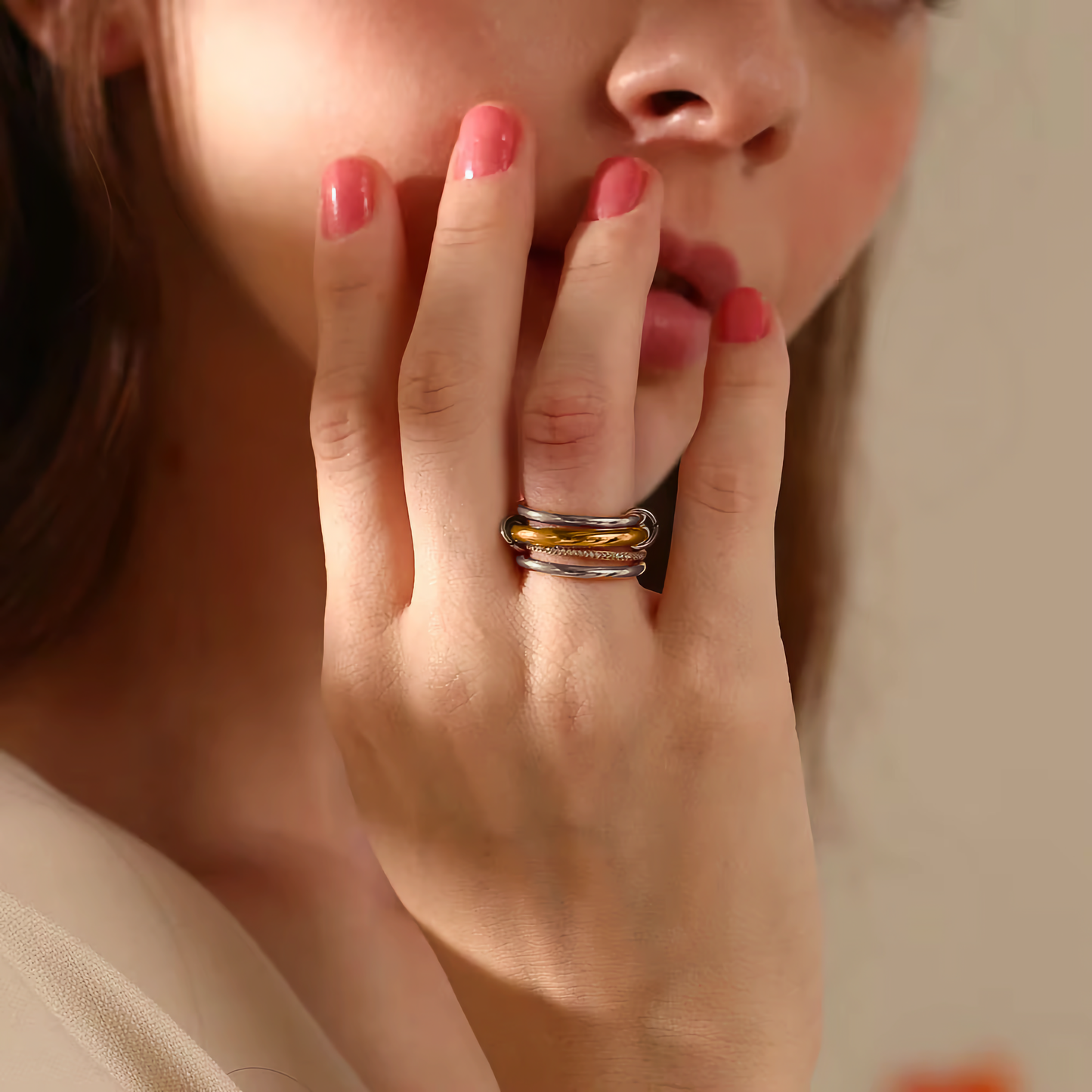 Diamond Ring Stack | Modern Stainless Steel with Hypoallergenic Design 1