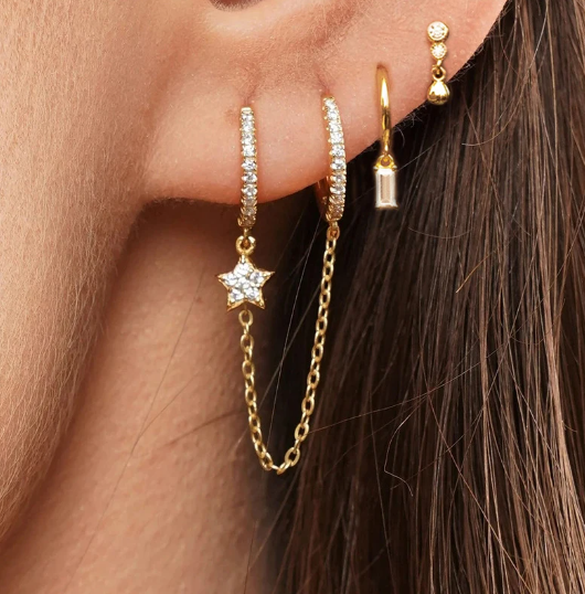 Earring Set | Dainty Surgical Stainless Steel Hoops and Chains for Versatile Styling 1