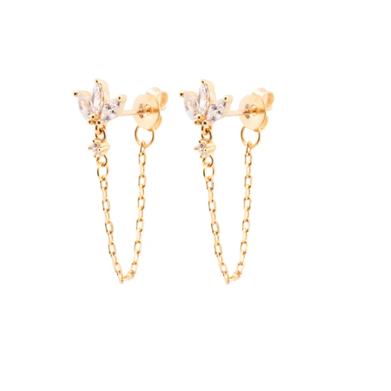 Earrings for Women | Dainty Stainless Steel Chain Design with Flower Accents 4