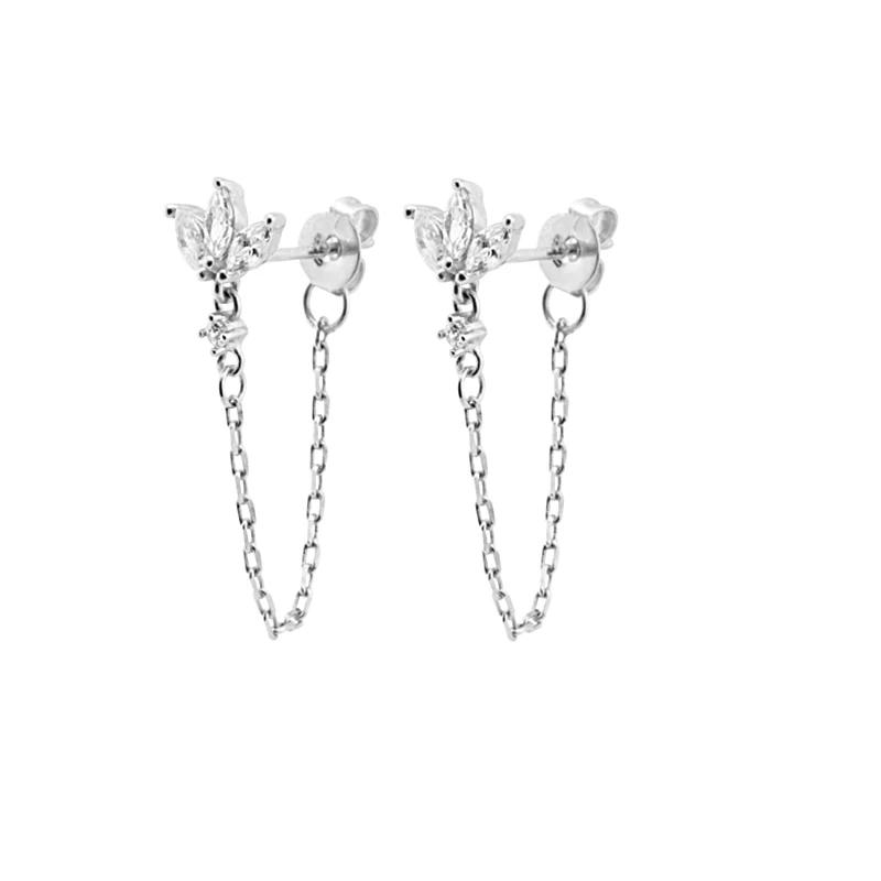 Earrings for Women | Dainty Stainless Steel Chain Design with Flower Accents 5