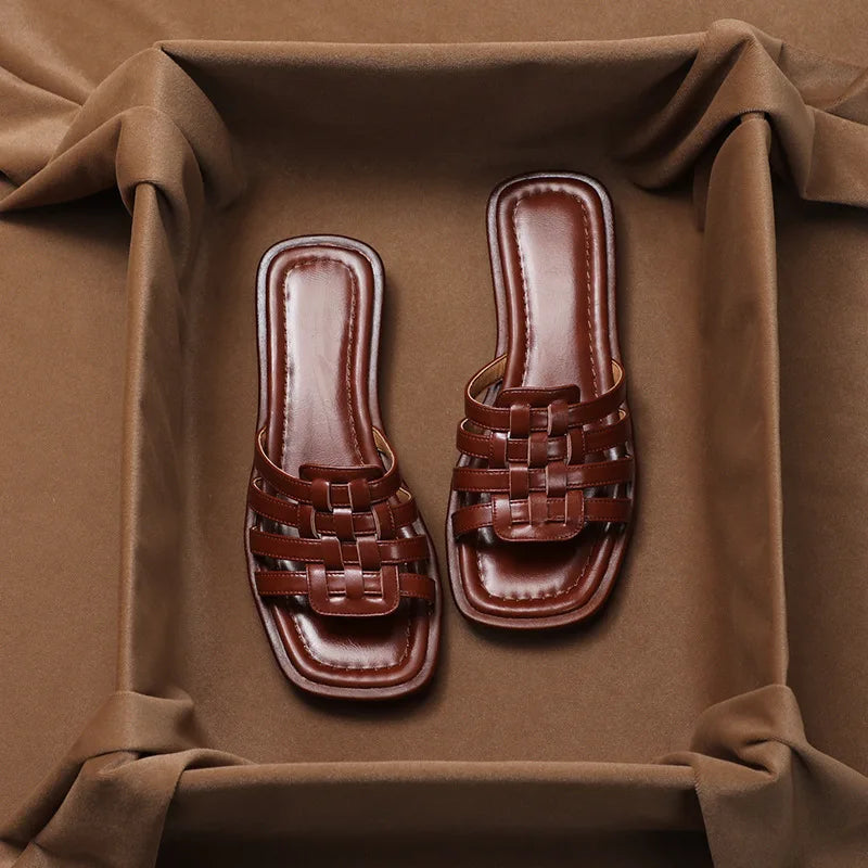 Eco-Leather Woven Slippers 0