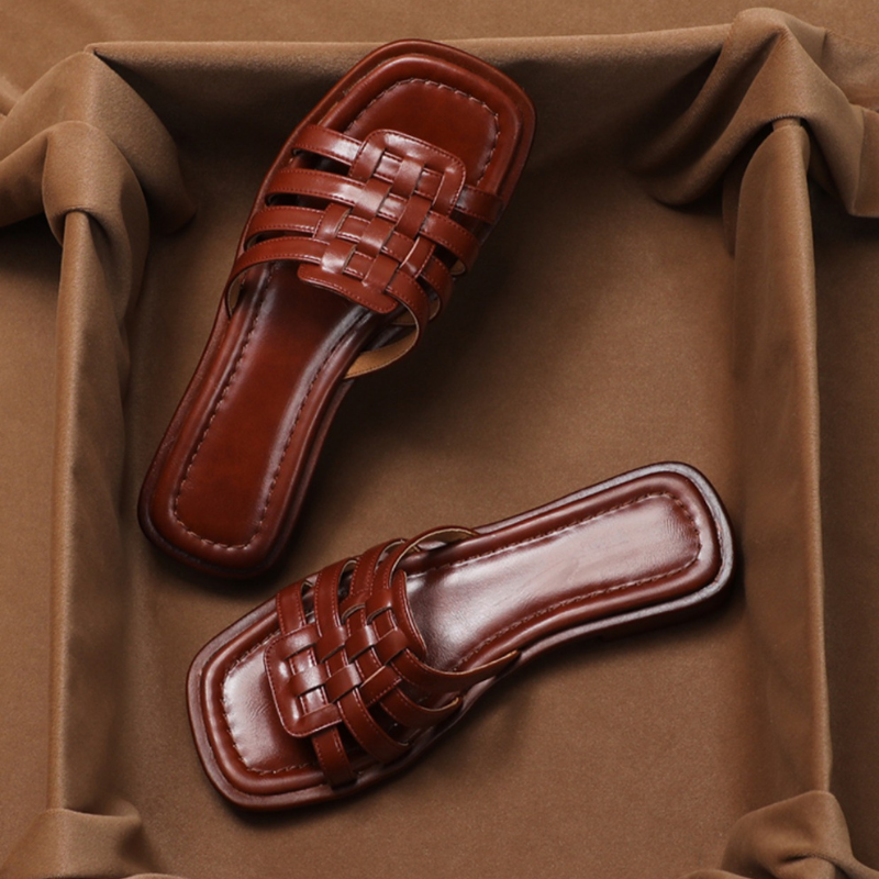 Eco-Leather Woven Slippers 1