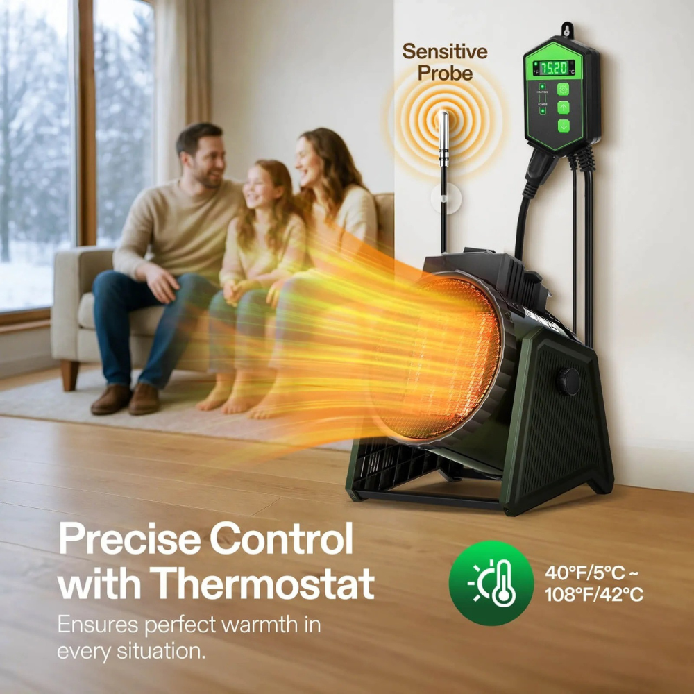 Electric Space Heater | Adjustable Thermostat with Portable Design 5