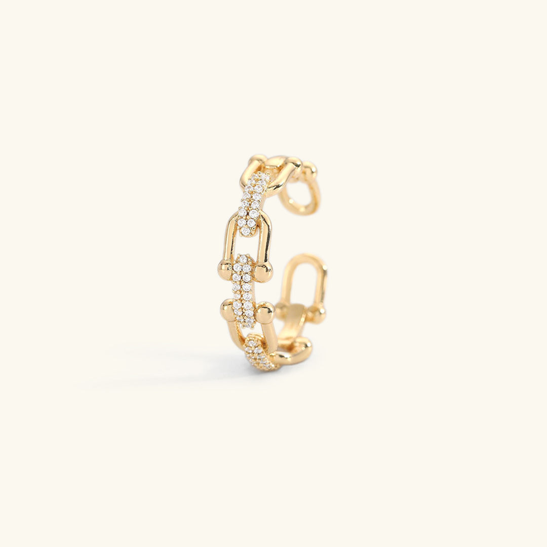 Elegant Gold Ring | Adjustable Open-Ended Design with Diamond Simulants 6