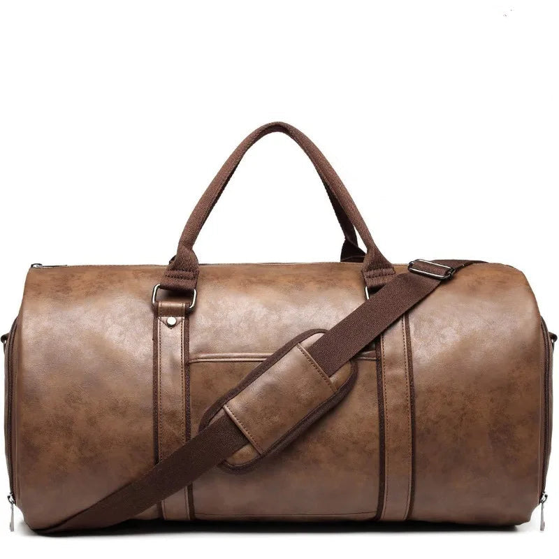 Faux Leather Garment Duffle Bag | Waterproof Travel Bag with Shoe Storage 2