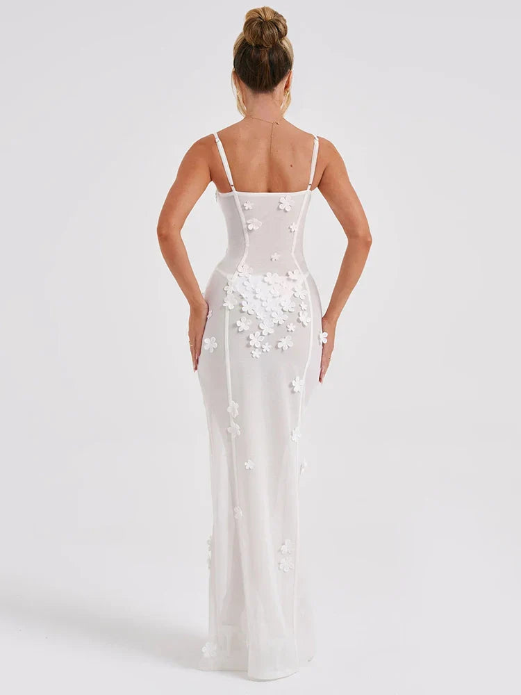 Floral Appliqué Corset Maxi Dress 3