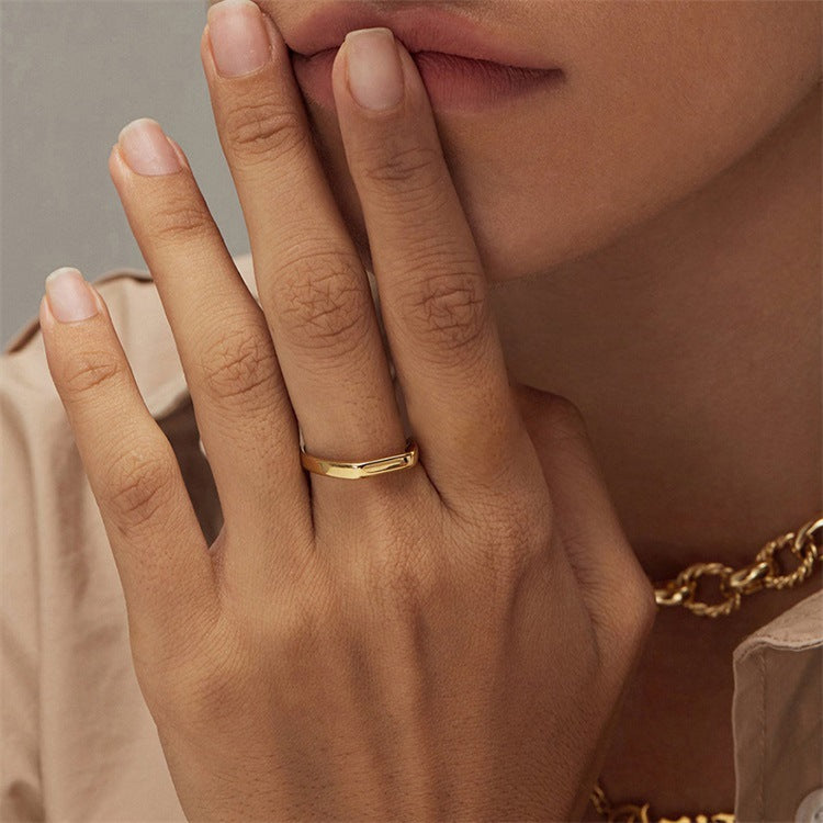 Geometric Gold Ring | Ethically Sourced Stainless Steel-Plated 18k Gold 4