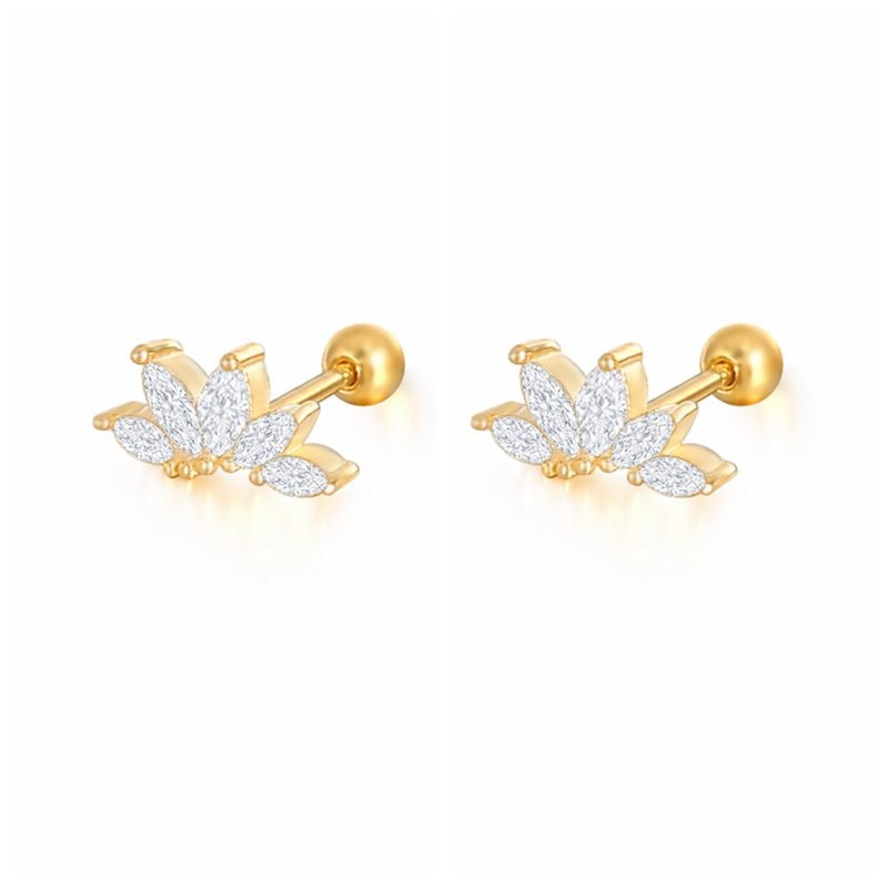 Gold Earrings | Hypoallergenic S925 Sterling Silver with Sparkly Crystal Pave Design 0