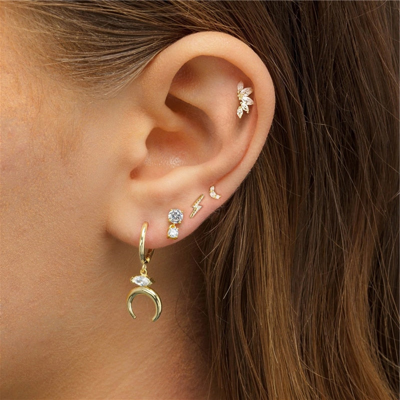 Gold Earrings | Hypoallergenic S925 Sterling Silver with Sparkly Crystal Pave Design 1