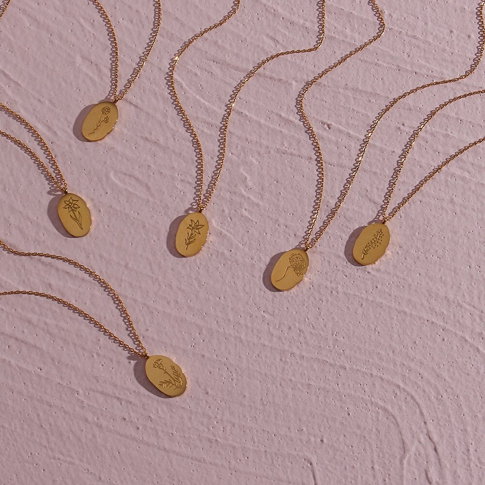 Gold Necklace | 18K Plated Stainless Steel Oval Coin with Extender 1