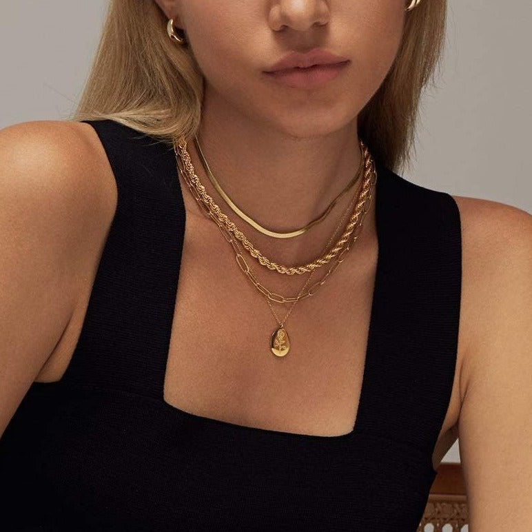 Gold Necklace | 18K Plated Stainless Steel Oval Coin with Extender 2