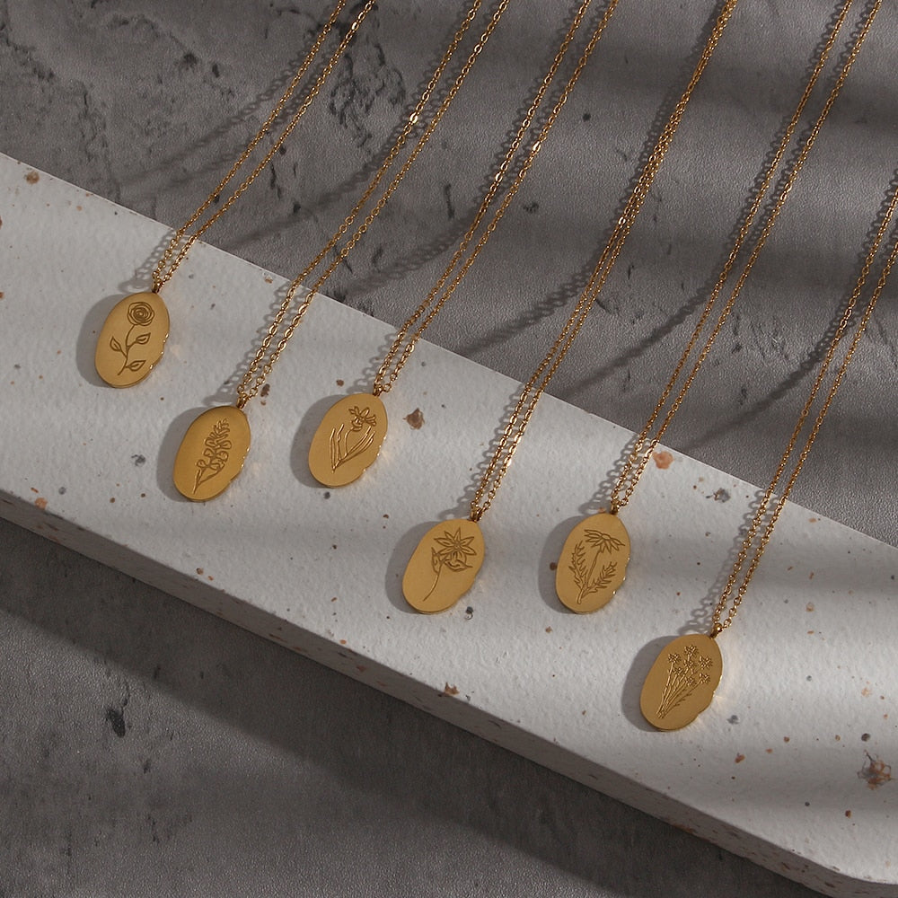 Gold Necklace | 18K Plated Stainless Steel Oval Coin with Extender 5