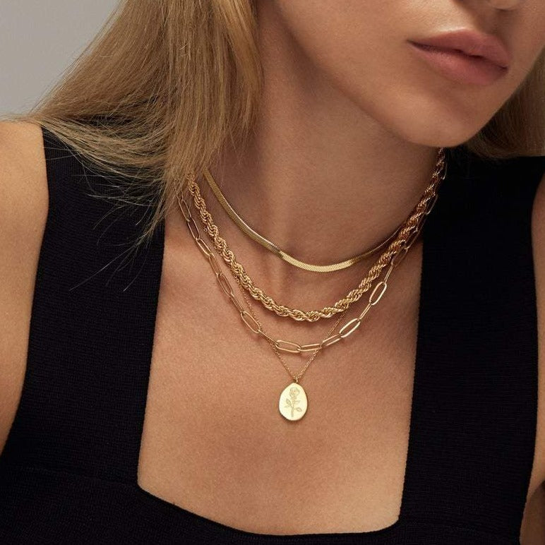 Gold Necklace | 18K Plated Stainless Steel Oval Coin with Extender 6