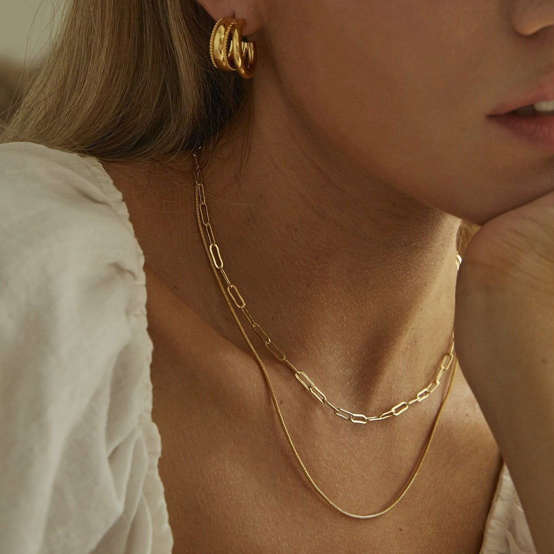Gold Necklace | Tarnish Resistant Stainless Steel Chain with Vintage Finish 0