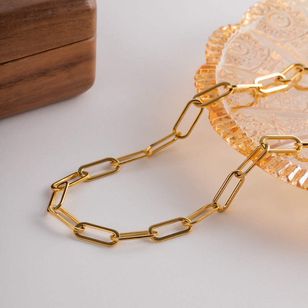 Gold Paperclip Chain Necklace | Ethically Sourced Stainless Steel with 18k Gold Plating 3