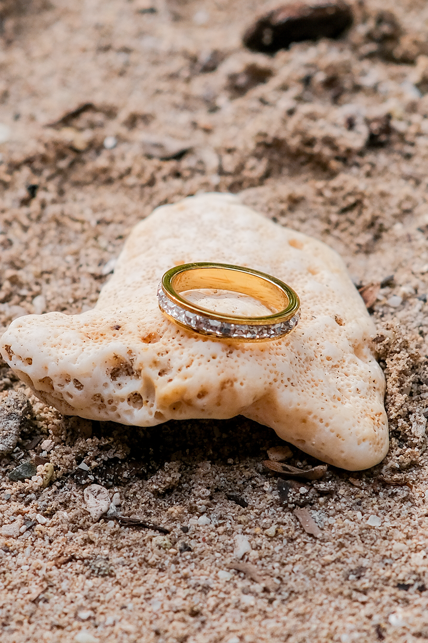 Gold Ring | Radiant 18k Gold-Plated Band with Diamond Simulants 3