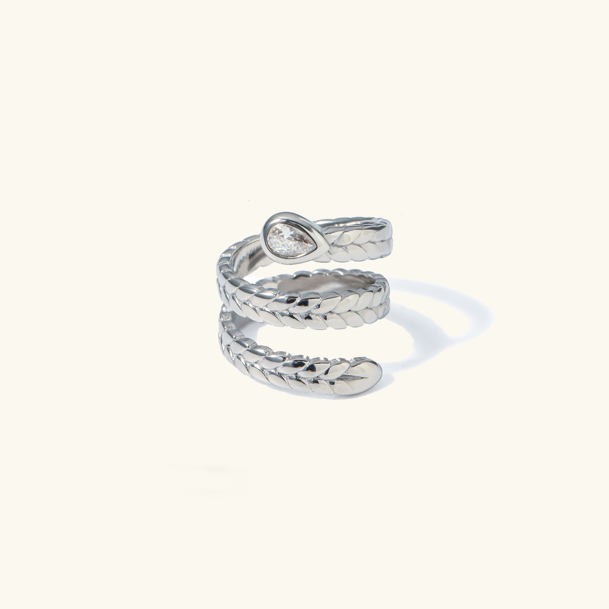 Gold Serpent Ring | 18k Gold Plated Adjustable Design with Diamond Simulant 3