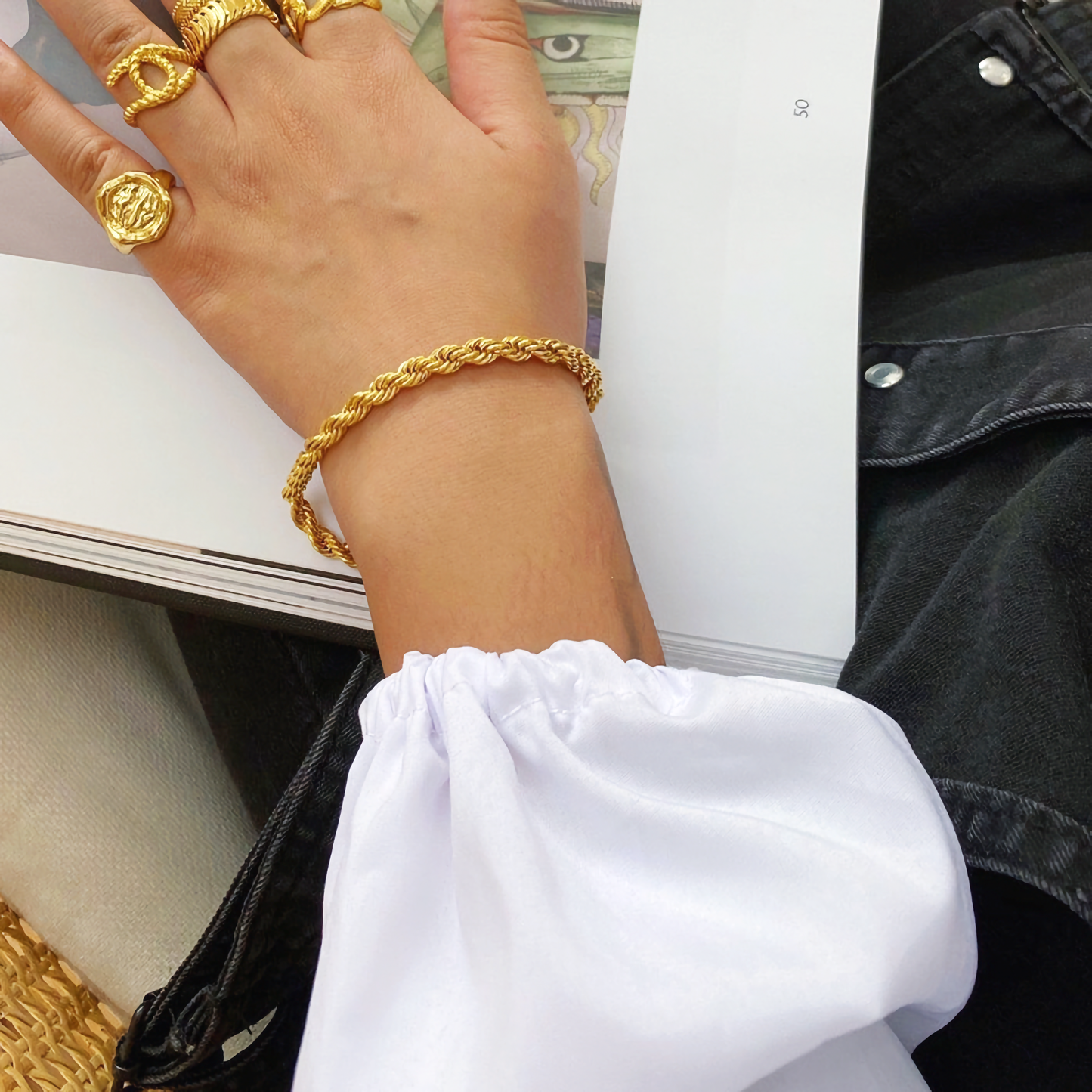 Gold Twisted Rope Chain Bracelet | Durable Stainless Steel with Hypoallergenic Finish 1