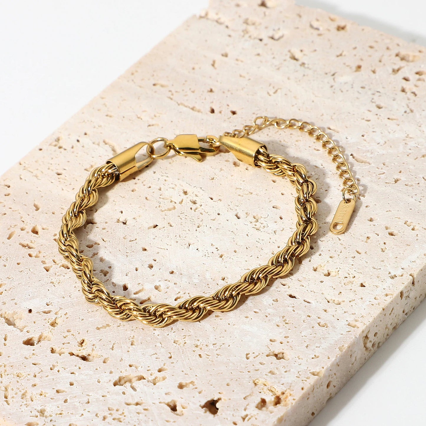 Gold Twisted Rope Chain Bracelet | Durable Stainless Steel with Hypoallergenic Finish 4