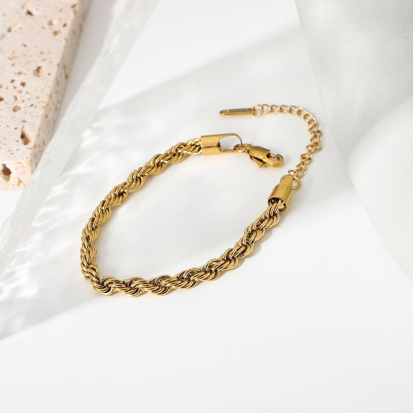 Gold Twisted Rope Chain Bracelet | Durable Stainless Steel with Hypoallergenic Finish 6