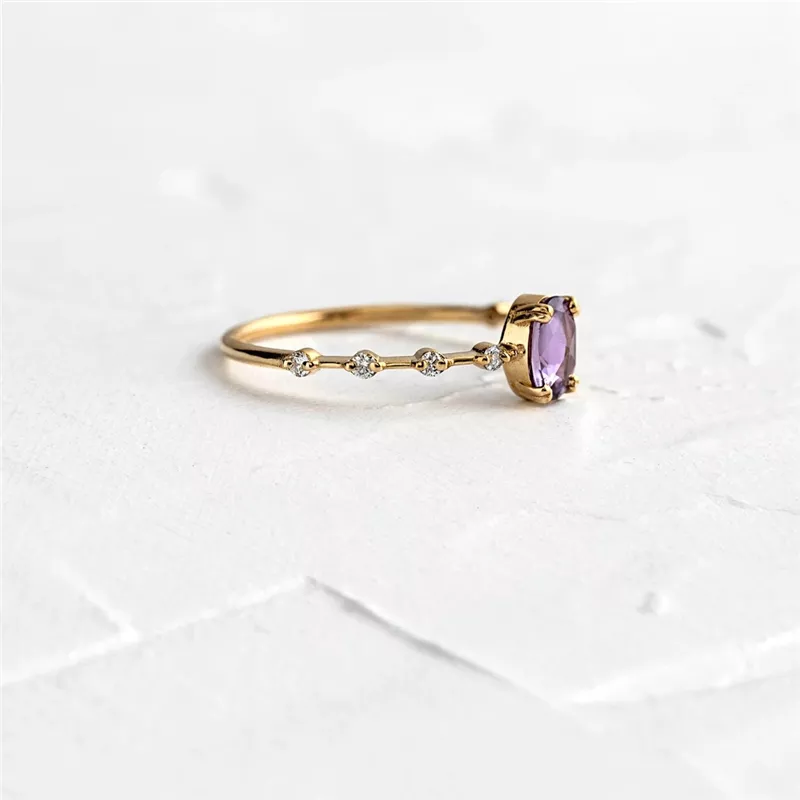 Harmony Ring | 18k Gold Vermeil Over S925 Silver with Lab-Made Purple Gemstone 1